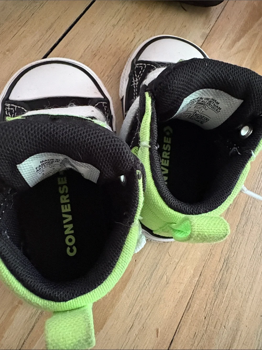 Converse Kids Black & Neon Green High-Top Sneakers